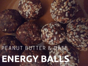 A quick, easy recipe for vegan date, peanut butter and oat energy balls